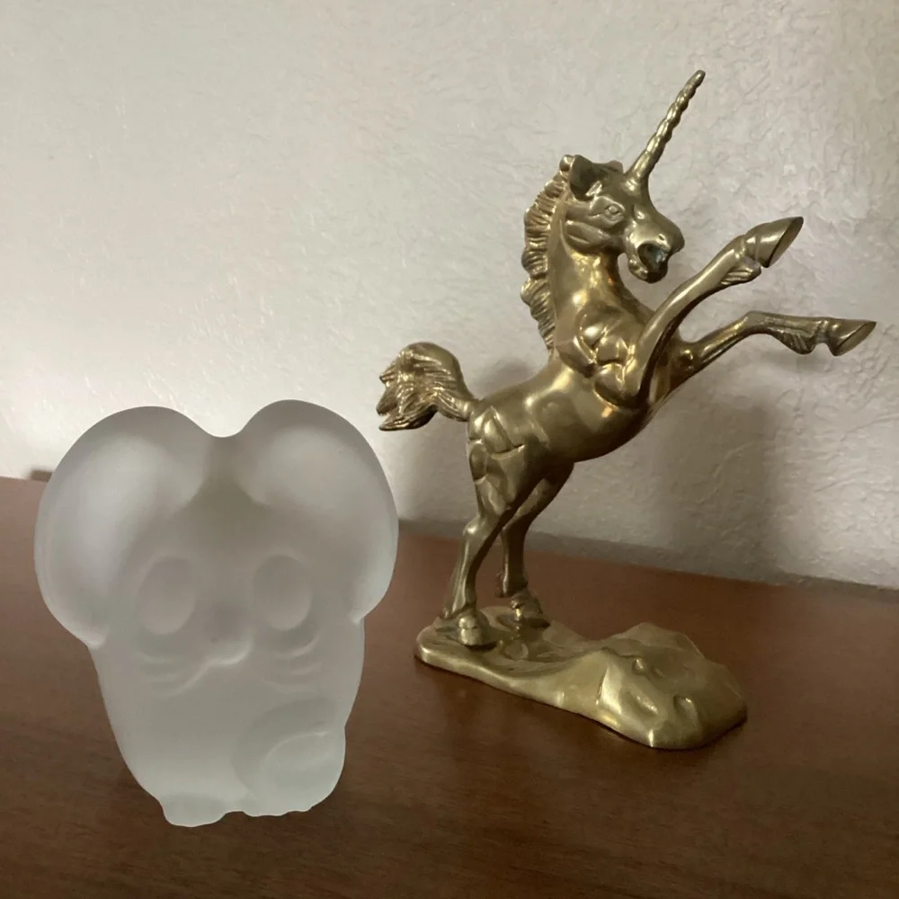 Brass Rearing Unicorn Mythical Figurine Mounted On Brass Cloud MCM 1970s Vintage - Picture 7 of 16
